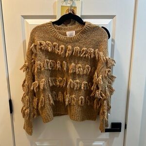 Cozy Fringe Detail Sweater - Brown